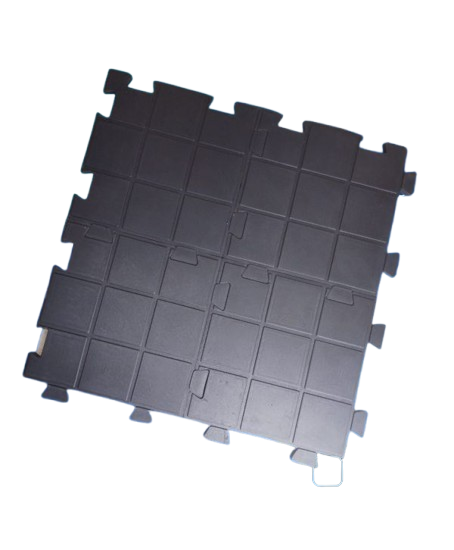 Piso caucho gimnasios 2.0 cms anclaje mariposa 1.0 mtr x 1.0 mtr Acabados JM